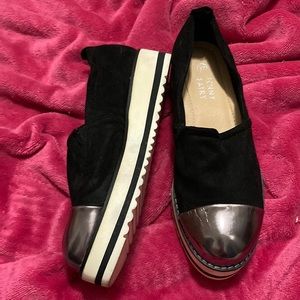 Jenny Fairy thick sole metallic detail toe slip on fabric loafers EU 37 US 6.5